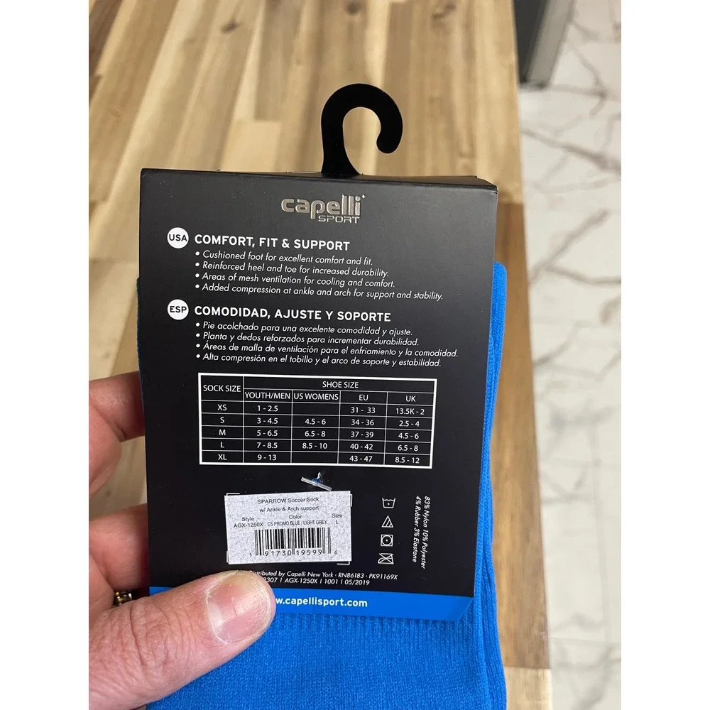 Capelli‎ Sport Sparrow Soccer Socks Blue Grey Mens Size L AGX-1250X New
